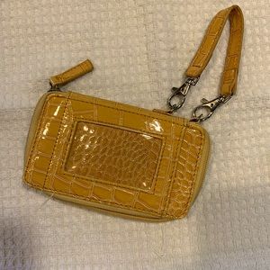 Faux Alligator Yellow Leather Wristlet